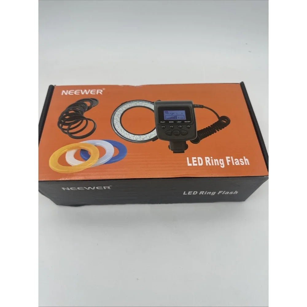 Neewer‎ 48 Macro LED Ring Flash W/ Power Control, Adapter Rings Diffusers R550